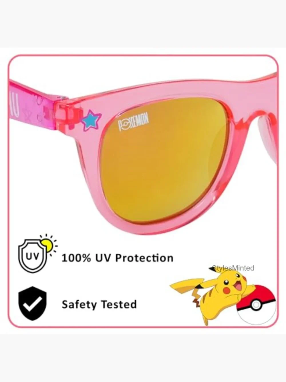 Official Pokemon Kids Sunglasses with Pikachu and Eevee UV400 One Size